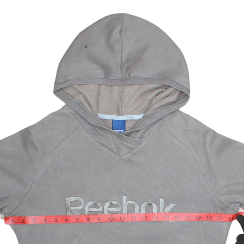 Reebok Women’s Grey Pullover Hoodie Size M Cotton Blend Logo Sweatshirt