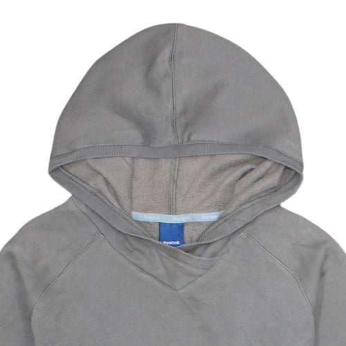 Reebok Women’s Grey Pullover Hoodie Size M Cotton Blend Logo Sweatshirt