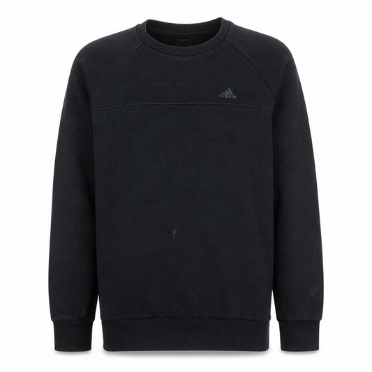 Front view of Adidas Men's Black Small Pullover Crew Neck Fleece Sweatshirt