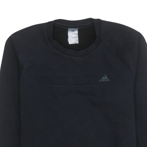 Adidas Men's Black Small Pullover Crew Neck Fleece Sweatshirt