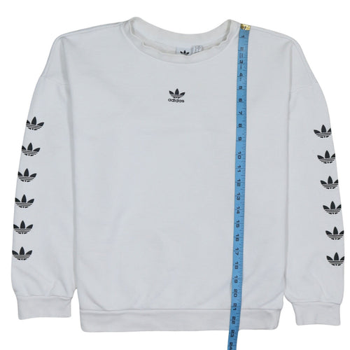 Adidas Women White Crew Neck Long Sleeve Logo Sweatshirt XS