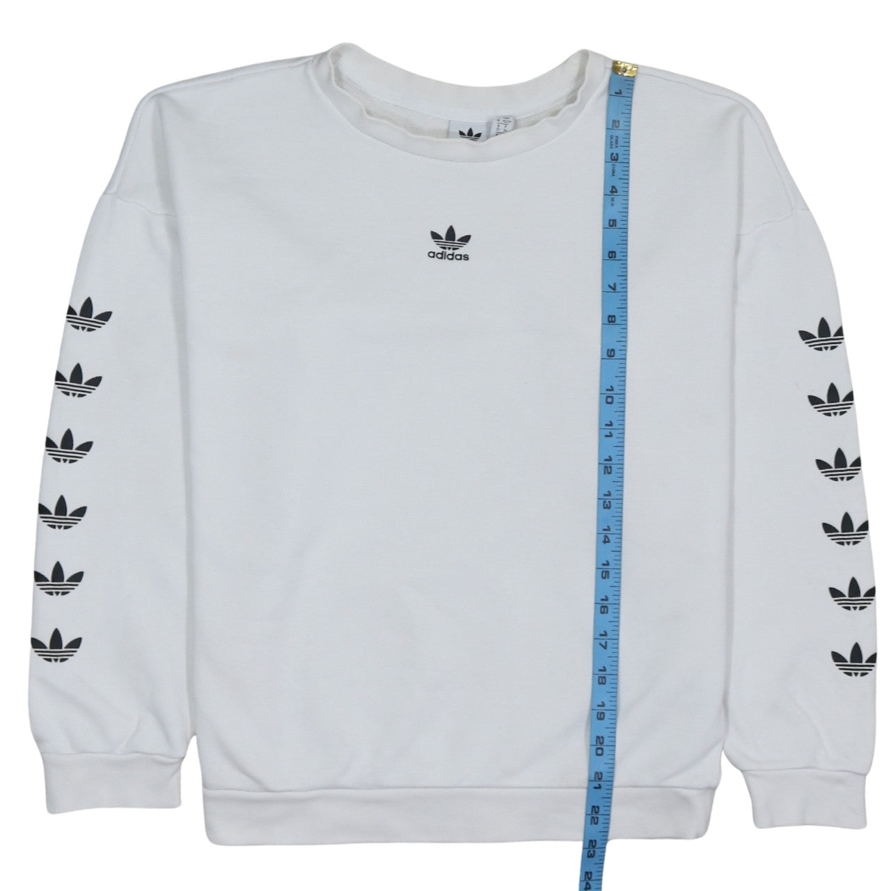 Adidas Women White Crew Neck Long Sleeve Logo Sweatshirt XS