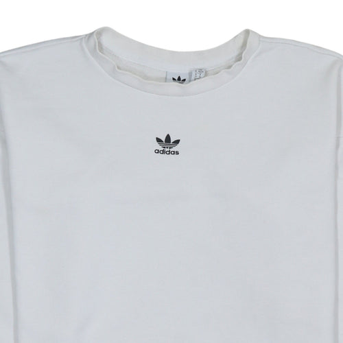 Adidas Women White Crew Neck Long Sleeve Logo Sweatshirt XS