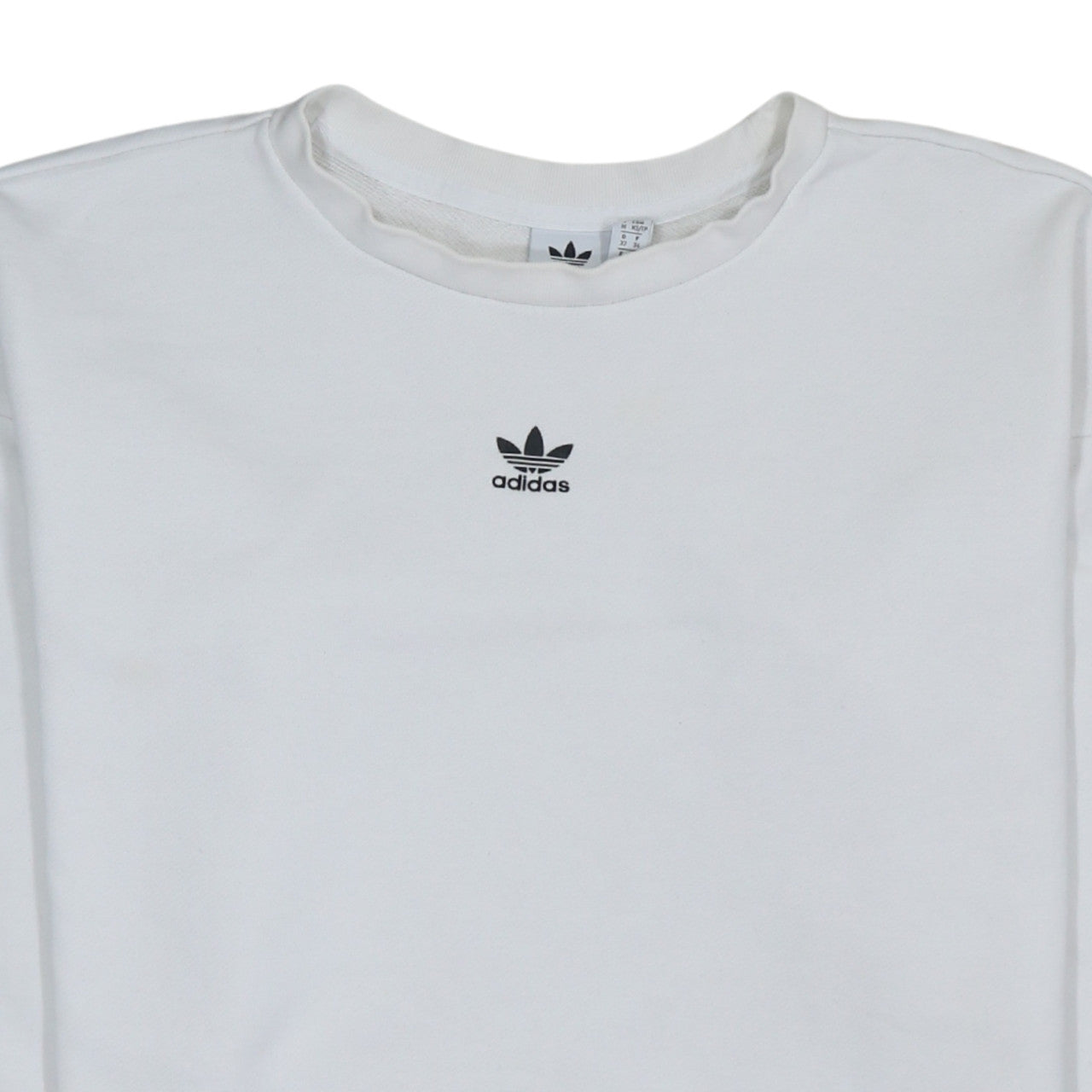 Adidas Women White Crew Neck Long Sleeve Logo Sweatshirt XS