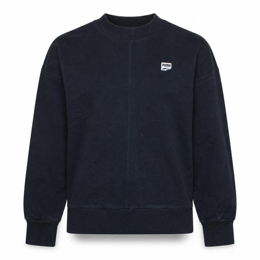 Front view of Puma women’s black xs crew neck pullover sweatshirt