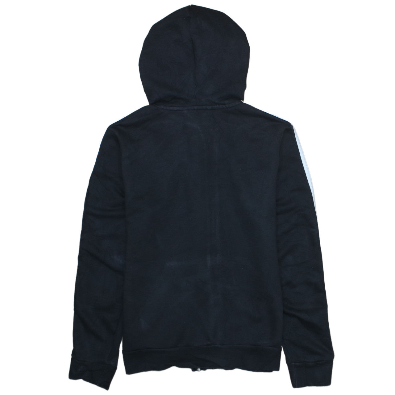 Adidas Womens Black Full Zip Hoodie Size M Classic 3-Stripes Hooded Sweatshirt