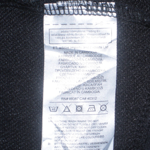 Adidas Womens Black Full Zip Hoodie Size M Classic 3-Stripes Hooded Sweatshirt