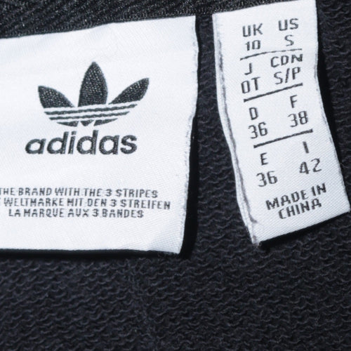 Adidas Women Black Hoodie UK 10 Pullover Hooded Sweatshirt