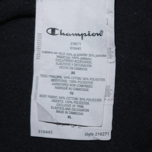 Champion Mens Black XL Pullover Hoodie Fleece Logo Sportswear