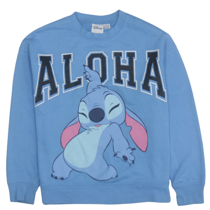 Disney Women Blue Stitch Aloha Sweatshirt Size S Regular