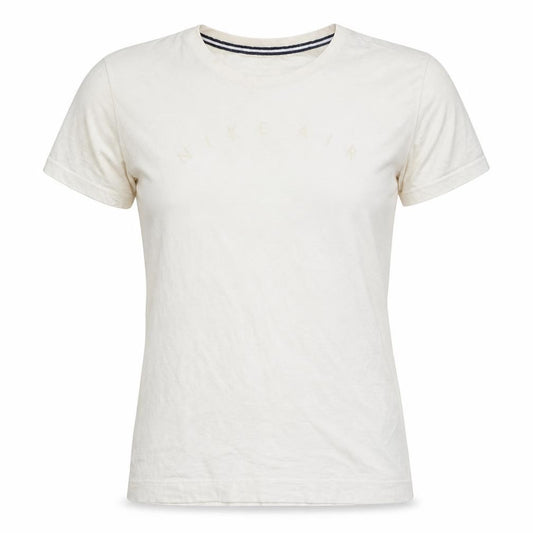 Front view of Nike Women's Ivory Air Logo Cotton Basic T-Shirt XS