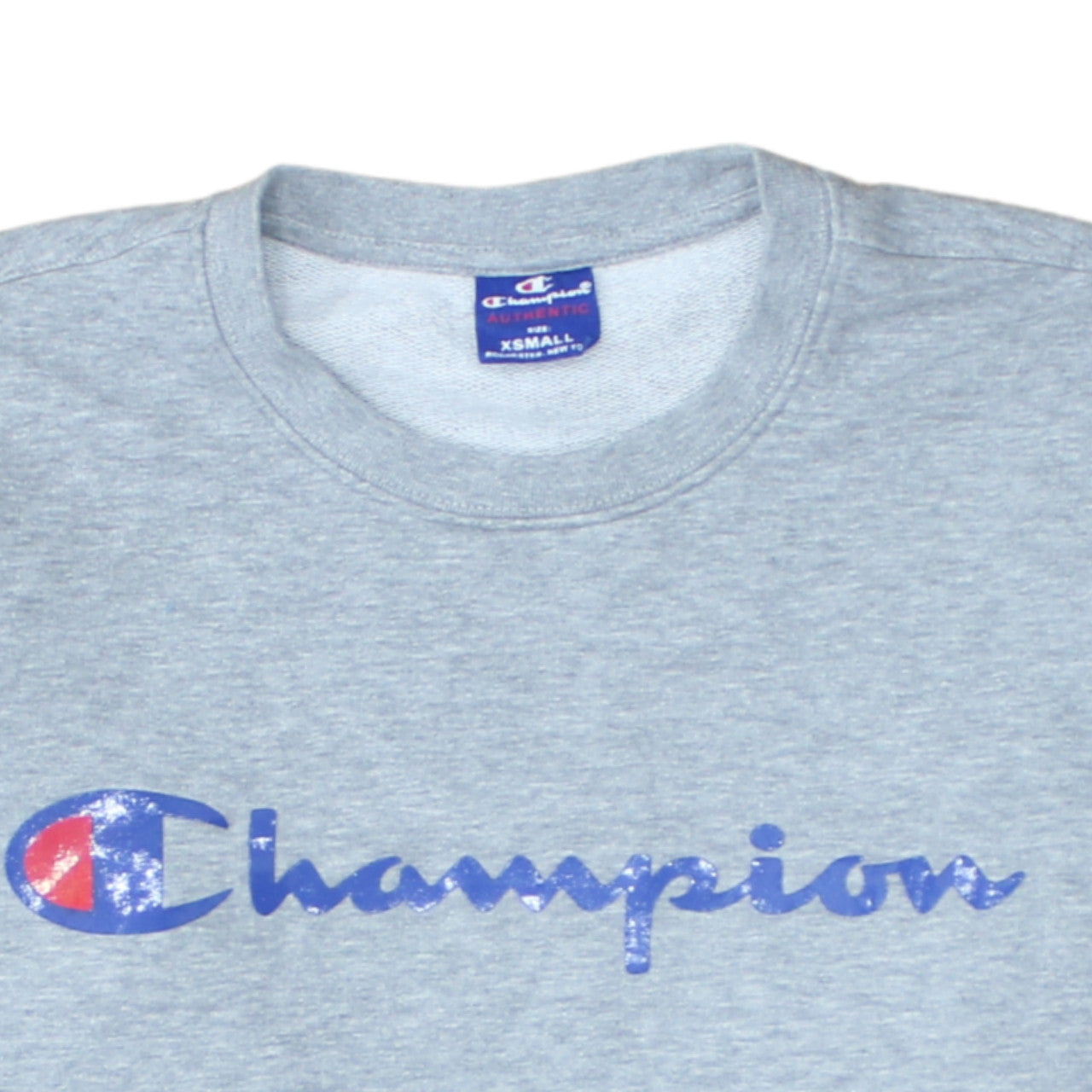 Champion Men's Grey XS Crew Neck Logo Pullover Sweatshirt