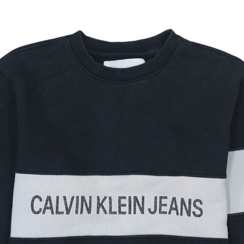 Calvin Klein Jeans Men's Black Logo Crew Neck Sweatshirt M