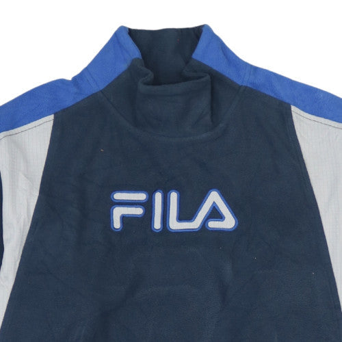 Fila Boys Navy Blue Fleece Sweatshirt Size 14 Years Pullover Logo Top