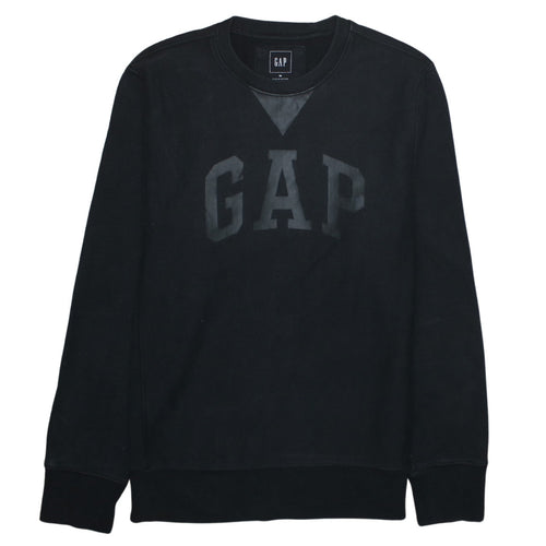 GAP Men's Black Medium Crew Neck Logo Sweatshirt Cotton Blend