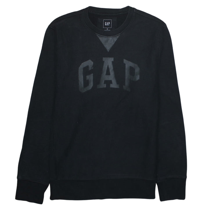 GAP Men's Black Medium Crew Neck Logo Sweatshirt Cotton Blend