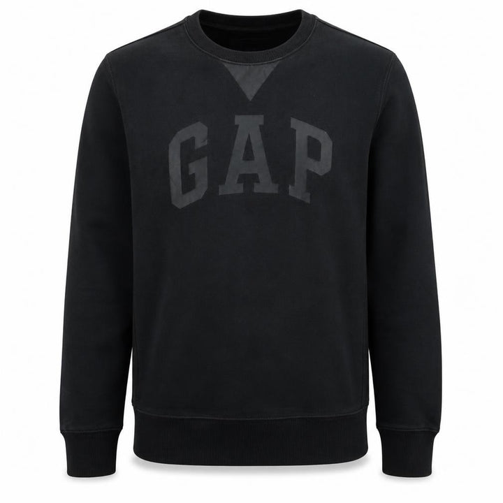 Gap Men's Black Medium Crew Neck Logo Sweatshirt Cotton Blend