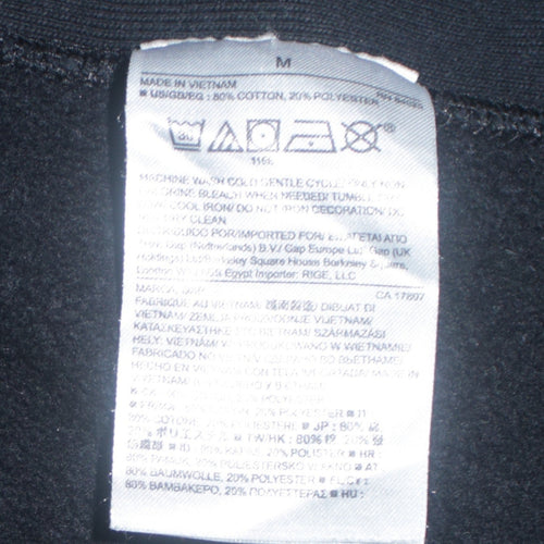 GAP Men's Black Medium Crew Neck Logo Sweatshirt Cotton Blend