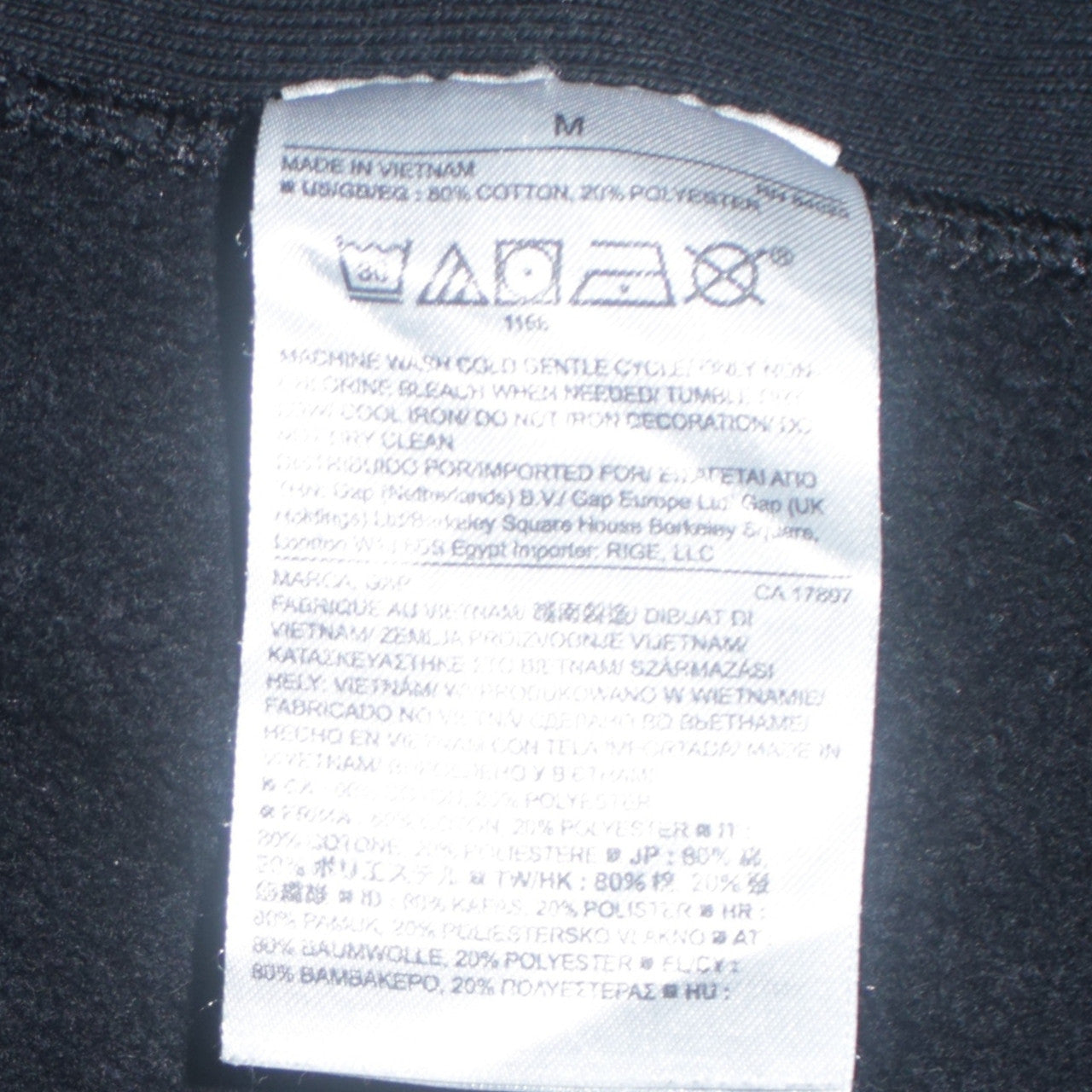 GAP Men's Black Medium Crew Neck Logo Sweatshirt Cotton Blend