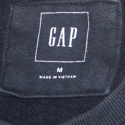 GAP Men's Black Medium Crew Neck Logo Sweatshirt Cotton Blend