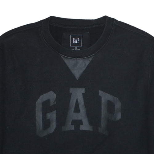 GAP Men's Black Medium Crew Neck Logo Sweatshirt Cotton Blend
