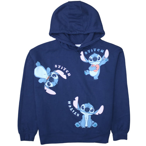 Disney Stitch Navy Blue Pullover Hoodie L Womens Teens Casual