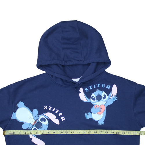 Disney Stitch Navy Blue Pullover Hoodie L Womens Teens Casual