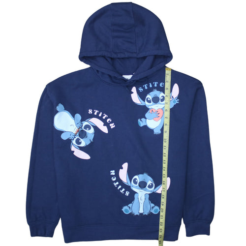 Disney Stitch Navy Blue Pullover Hoodie L Womens Teens Casual
