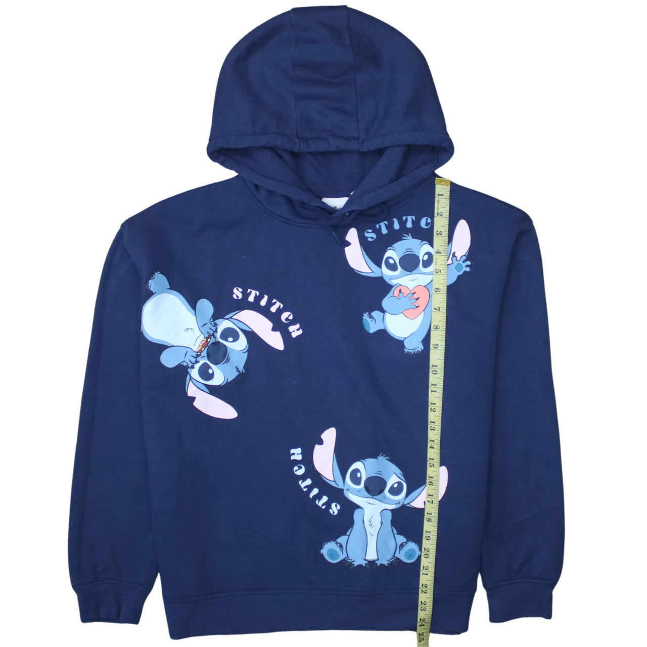 Disney Stitch Navy Blue Pullover Hoodie L Womens Teens Casual