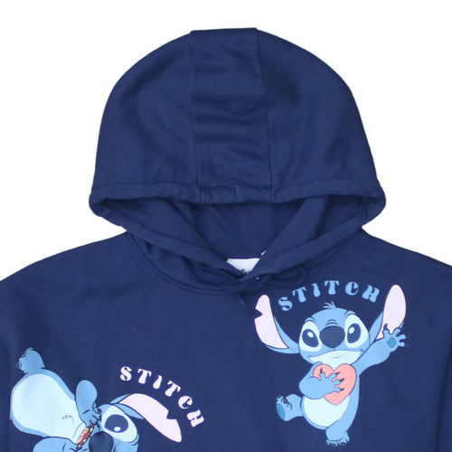 Disney Stitch Navy Blue Pullover Hoodie L Womens Teens Casual