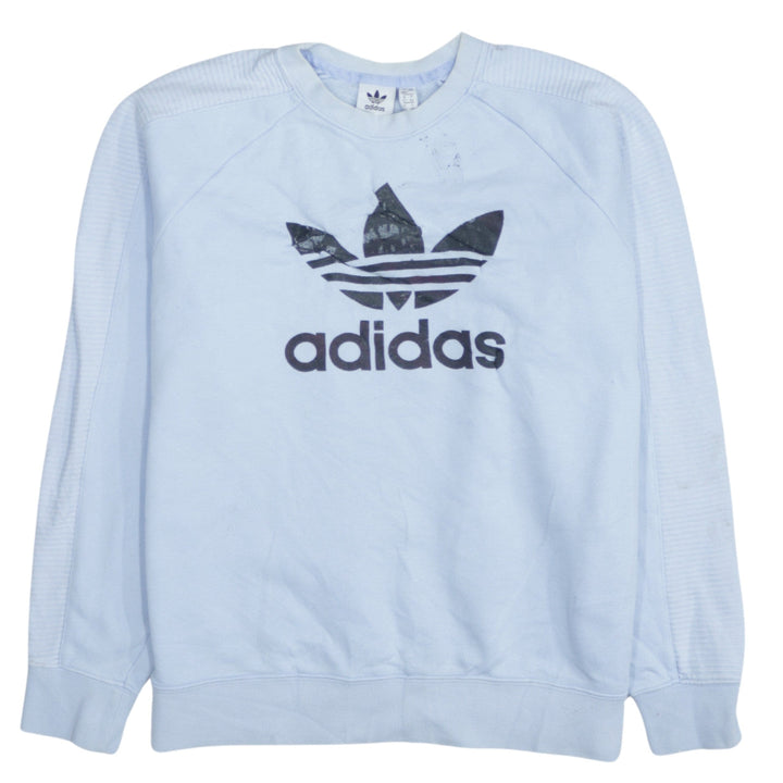 Adidas Womens Light Blue Crew Neck Logo Sweatshirt UK 16