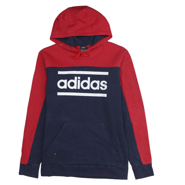 adidas Men's Red & Blue Pullover Hoodie Size M Sports Logo Fleece
