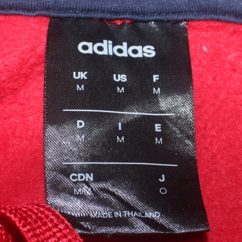 adidas Men's Red & Blue Pullover Hoodie Size M Sports Logo Fleece