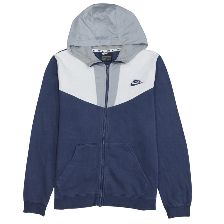Nike Boys Blue Full Zip Hoodie XL 158-170cm Colourblock Cotton Blend