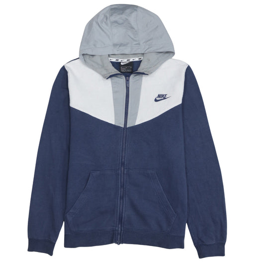 Nike Boys Blue Full Zip Hoodie XL 158-170cm Colourblock Cotton Blend