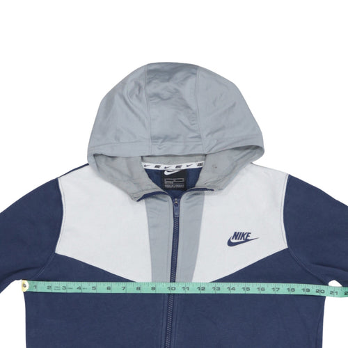 Nike Boys Blue Full Zip Hoodie XL 158-170cm Colourblock Cotton Blend