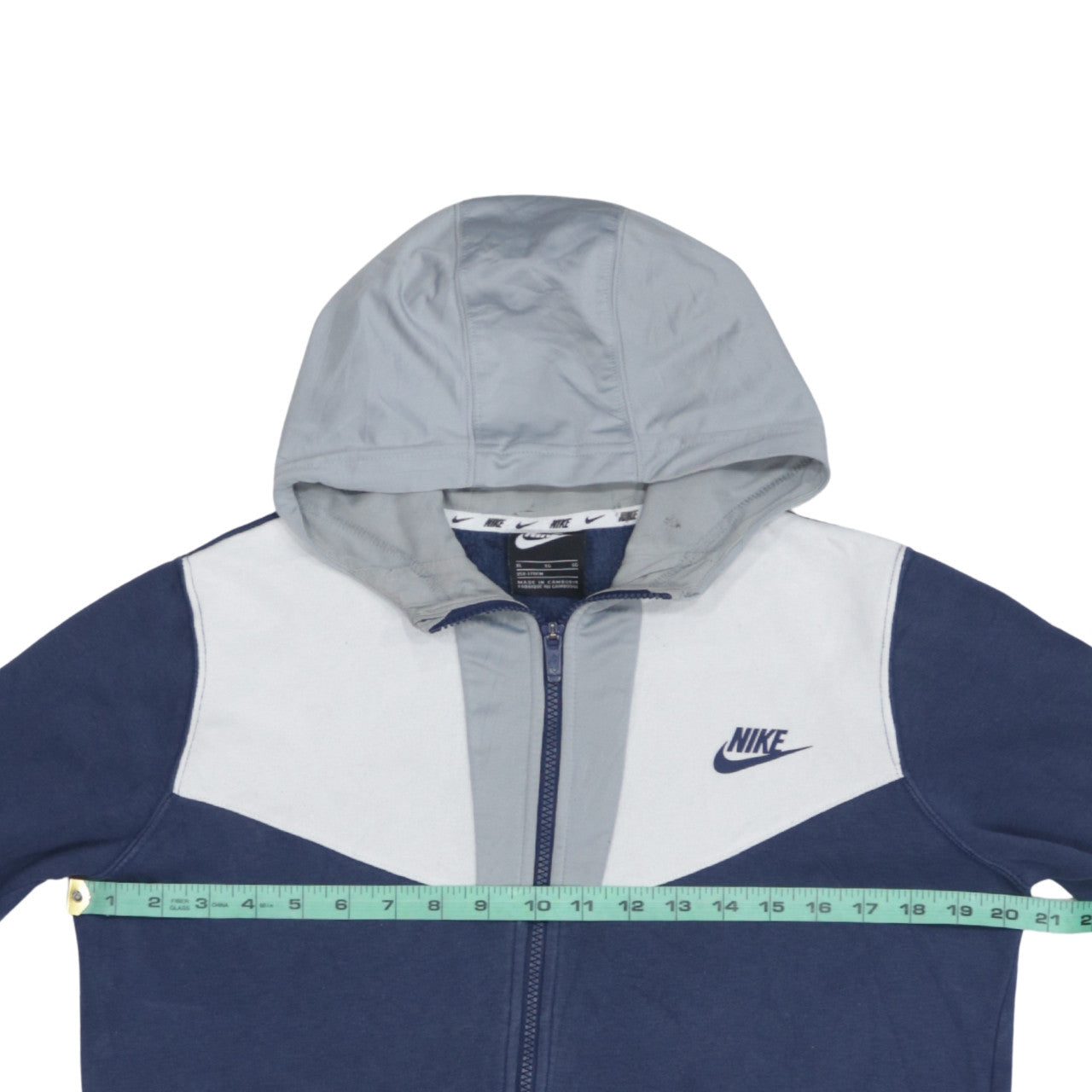 Nike Boys Blue Full Zip Hoodie XL 158-170cm Colourblock Cotton Blend