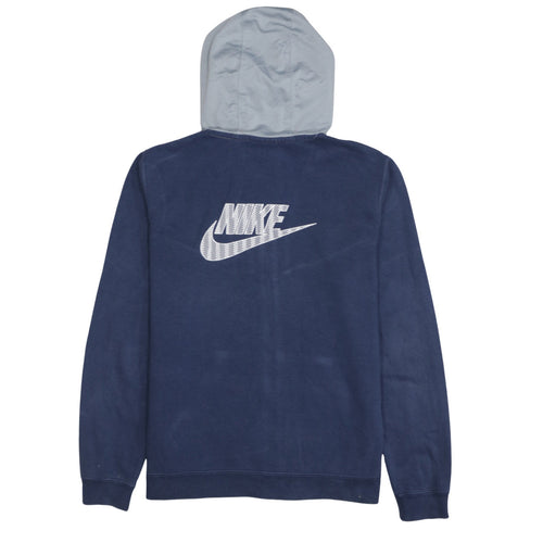 Nike Boys Blue Full Zip Hoodie XL 158-170cm Colourblock Cotton Blend