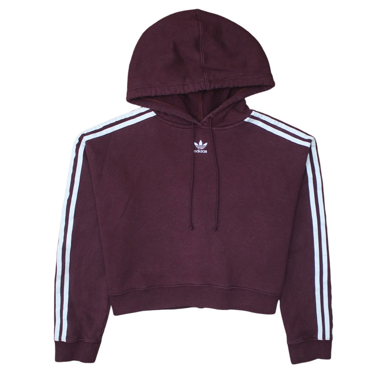 Adidas Womens Burgundy Hoodie Size 8 Cropped Pullover Hooded Sweatshirt