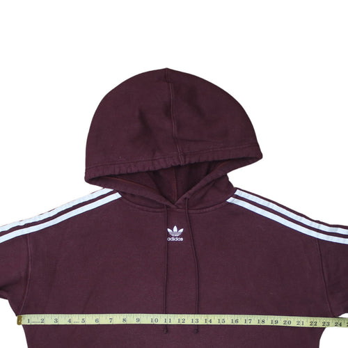 Adidas Womens Burgundy Hoodie Size 8 Cropped Pullover Hooded Sweatshirt