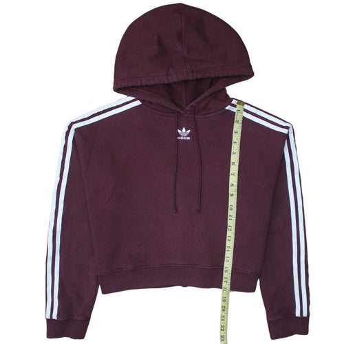 Adidas Womens Burgundy Hoodie Size 8 Cropped Pullover Hooded Sweatshirt
