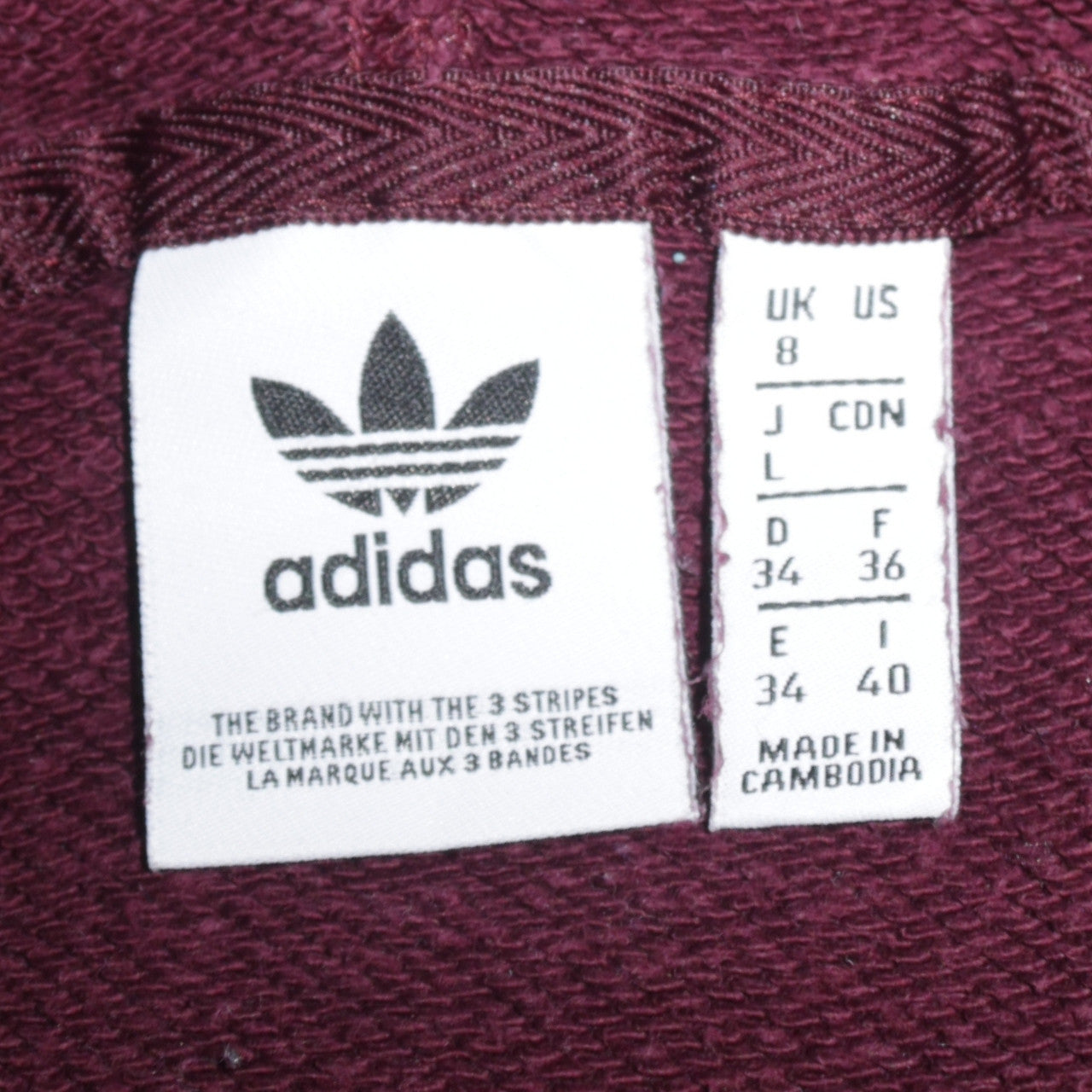 Adidas Womens Burgundy Hoodie Size 8 Cropped Pullover Hooded Sweatshirt