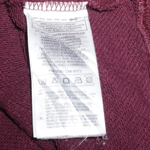 Adidas Womens Burgundy Hoodie Size 8 Cropped Pullover Hooded Sweatshirt