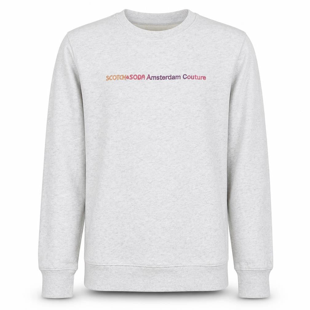 Front view of Scotch & Soda Men’s Grey Logo Pullover Sweatshirt, size M