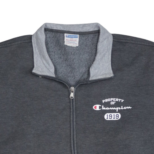 Champion Men's Grey Full Zip Sweatshirt XL Mock Neck Sports Style