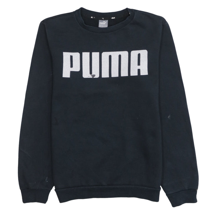 Puma Boys Black Crew Neck Pullover Sweatshirt 14-15 Years Logo Fleece