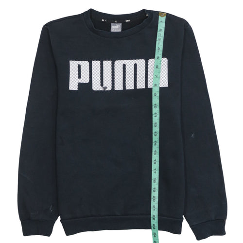 Puma Boys Black Crew Neck Pullover Sweatshirt 14-15 Years Logo Fleece