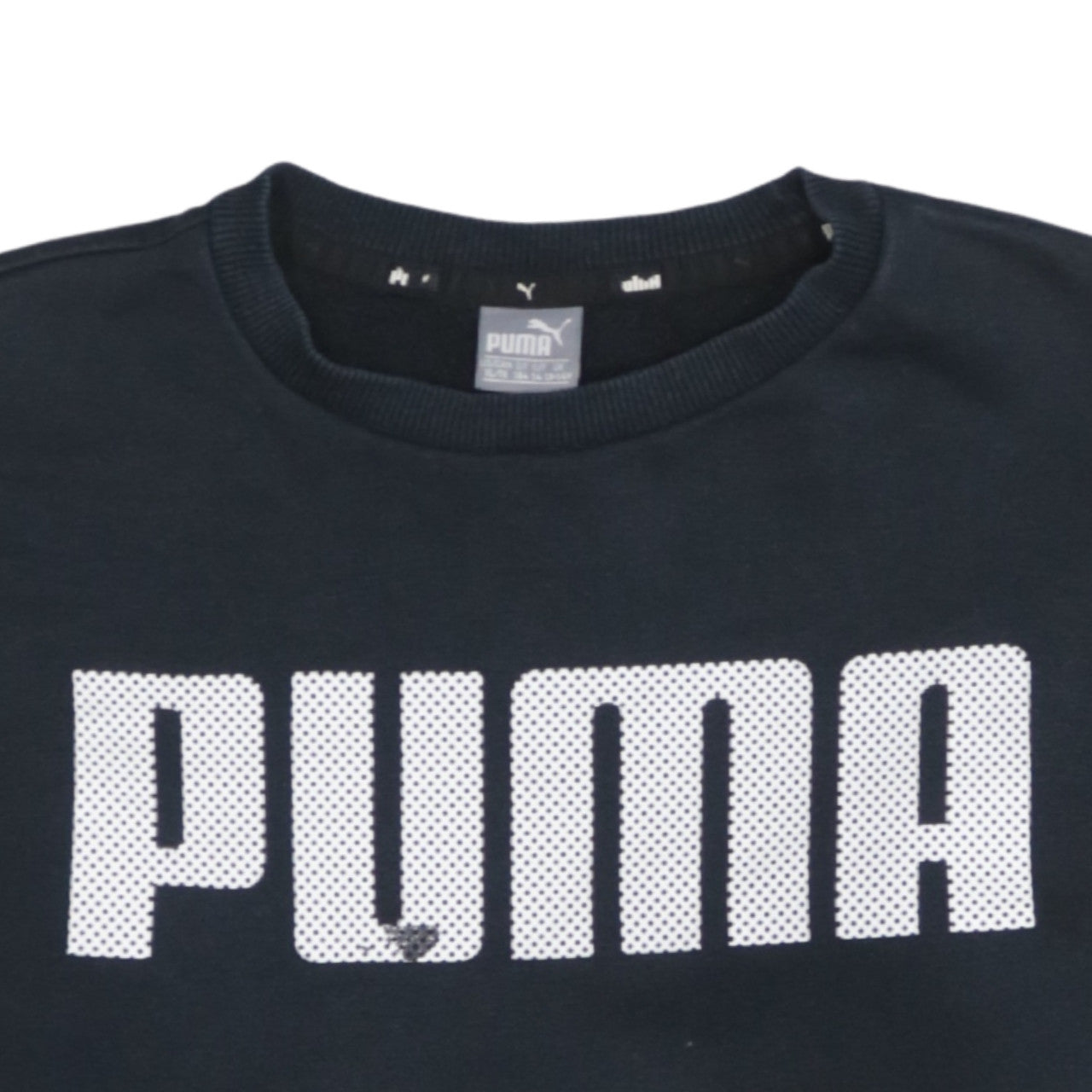 Puma Boys Black Crew Neck Pullover Sweatshirt 14-15 Years Logo Fleece
