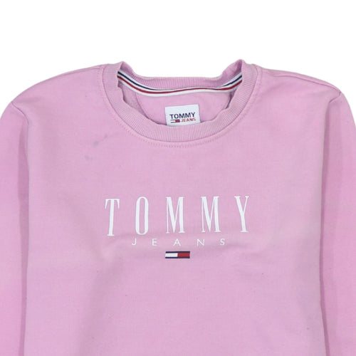 Tommy Jeans Womens Pink Crew Neck Pullover Sweatshirt XS