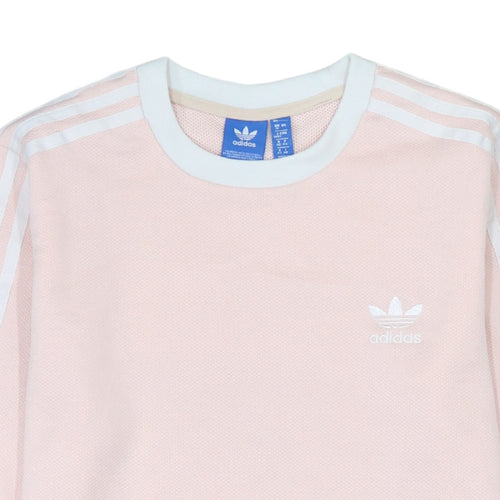Adidas Women Pink Crew Neck Long Sleeve Pullover Sweatshirt UK 16